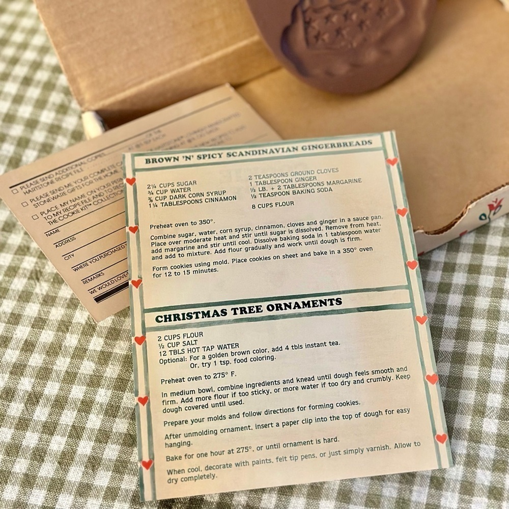 Retro Hartstone Angel Cookie Mold With Box and Recipe - Picture 3 of 9